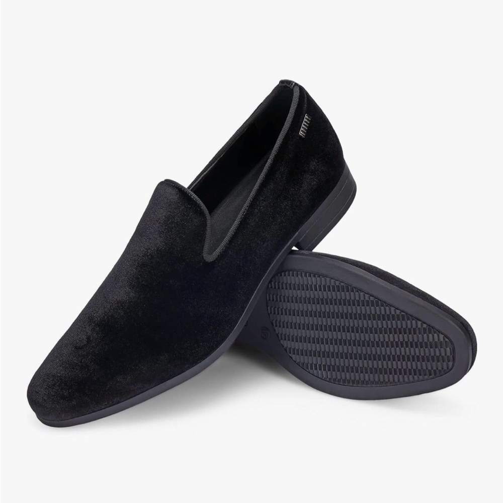 UUBARIS Mens Black Velvet Loafers Slip-on Dress Shoes, Men size 6 ,